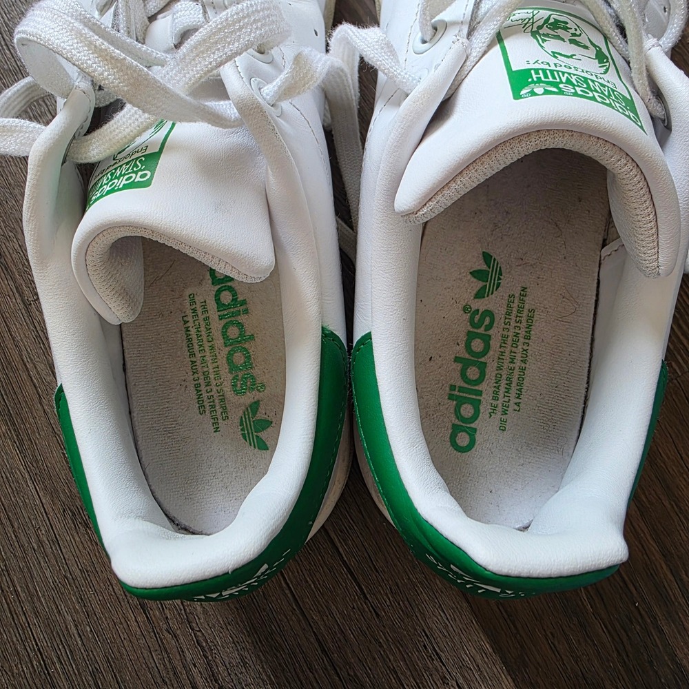 adidas Stan Smith White Green Leather Sneakers Mens size 9.5 - Picture 11 of 13